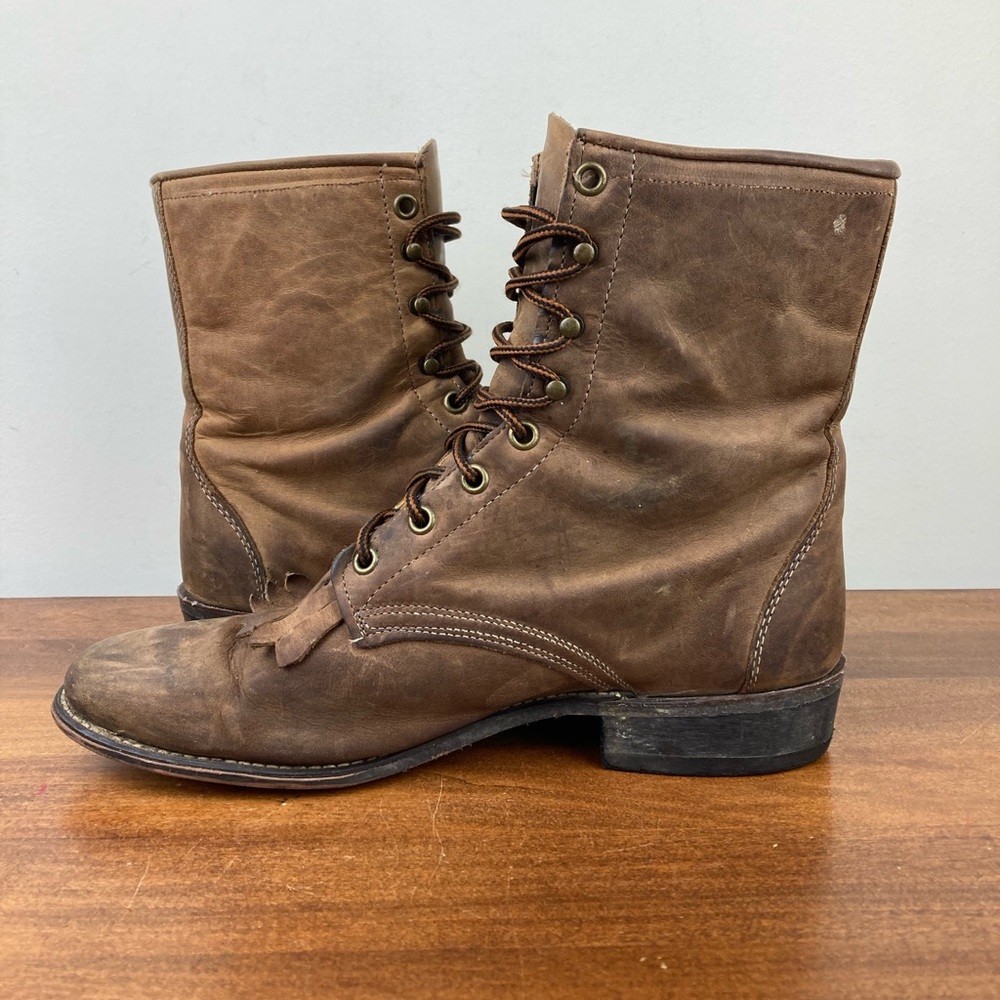 Laredo Brown Leather Western Kiltie Boots - Picture 7 of 13